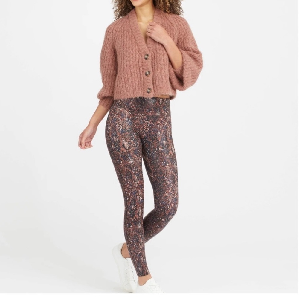 SPANX Women's Black and Brown Patterned Leggings
